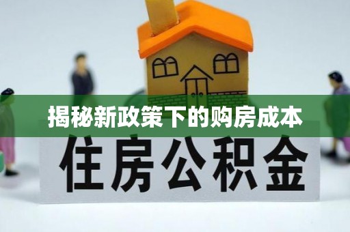 茶山揭秘新政策下的购房成本