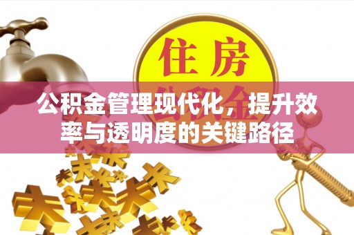 茶山公积金管理现代化，提升效率与透明度的关键路径